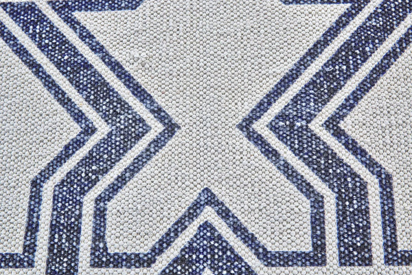 3' X 5' Blue And White Geometric Hand Woven Area Rug Homeroots Home Decor