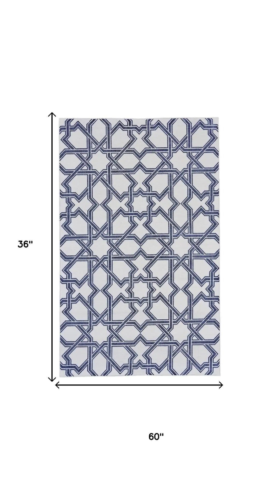 3' X 5' Blue And White Geometric Hand Woven Area Rug Homeroots Home Decor