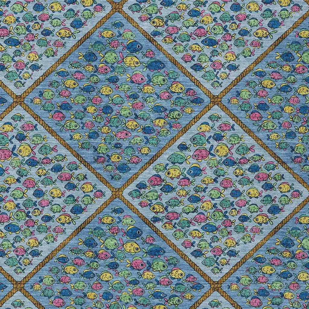 3' X 5' Blue And Yellow Abstract Washable Indoor Outdoor Area Rug Homeroots Outdoor