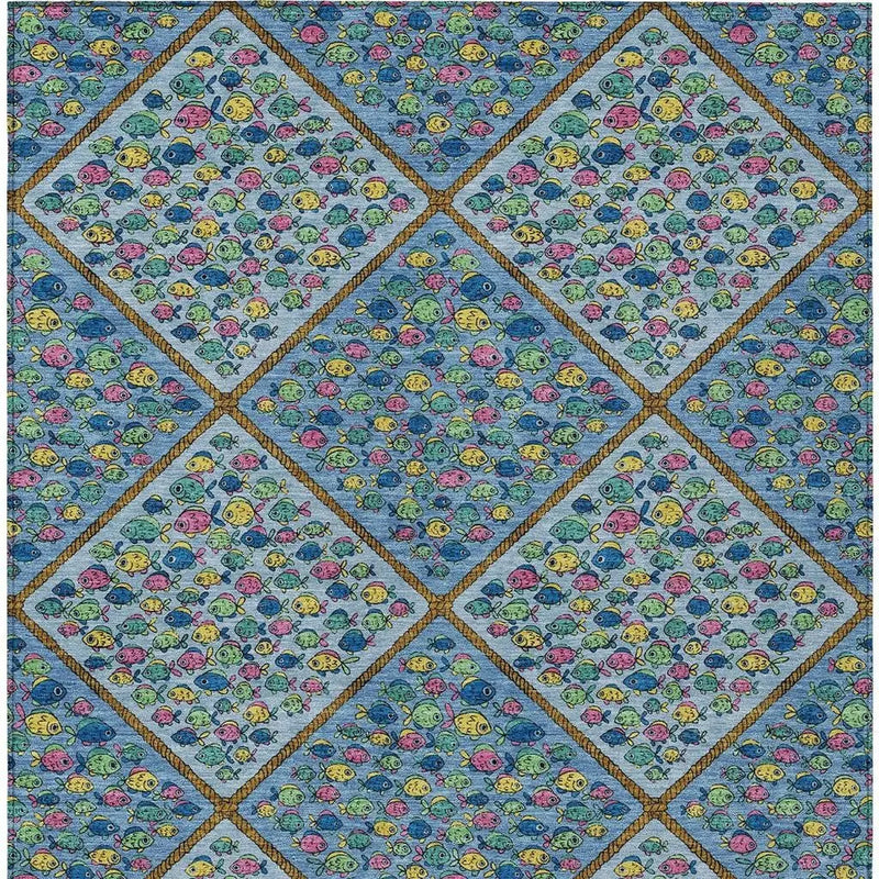 3' X 5' Blue And Yellow Abstract Washable Indoor Outdoor Area Rug Homeroots Outdoor