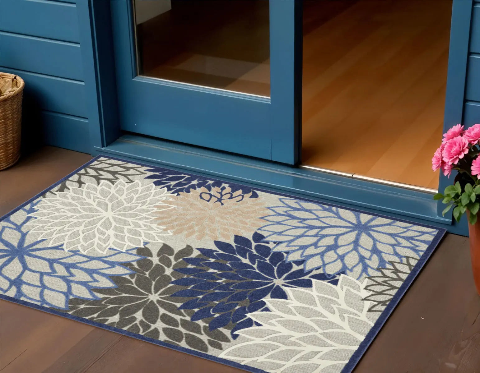 3' X 5' Blue Indoor Outdoor Area Rug - GreatEagleInc
