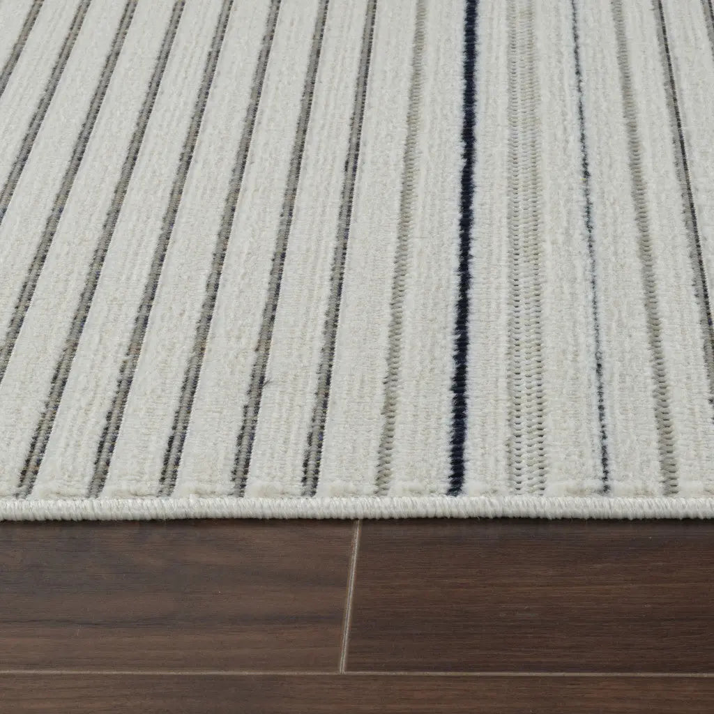 3' X 5' Blue and Cream Striped Distressed Indoor Outdoor Area Rug Homeroots Outdoor