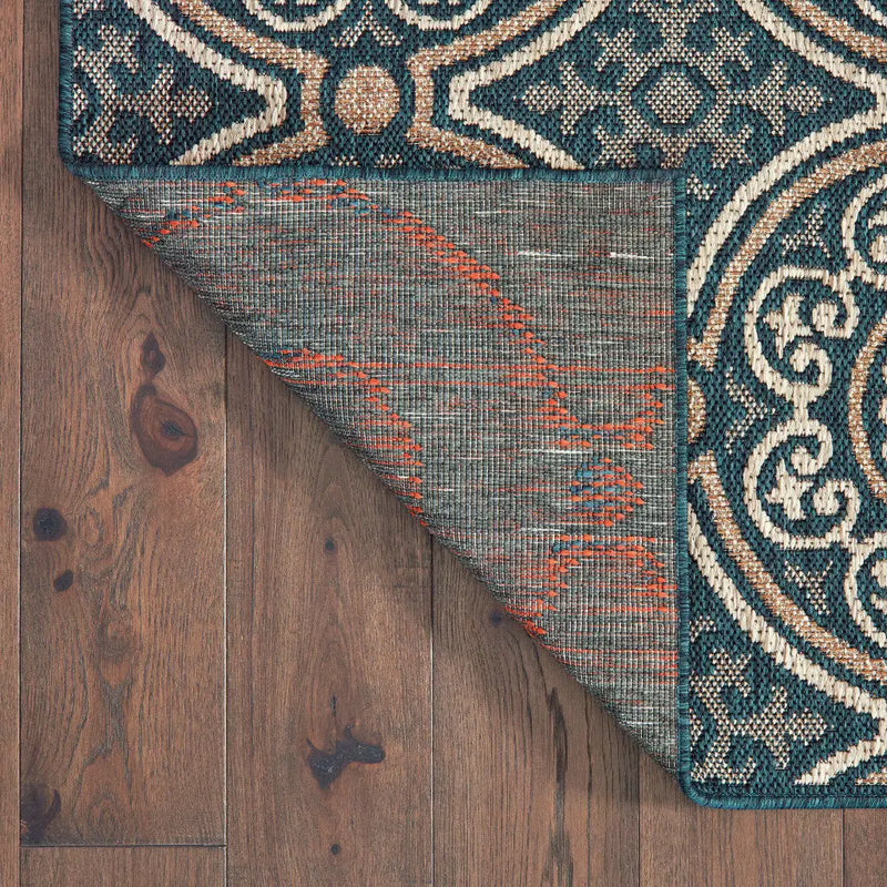 3' X 5' Blue and Gray Geometric Stain Resistant Indoor Outdoor Area Rug Homeroots Outdoor