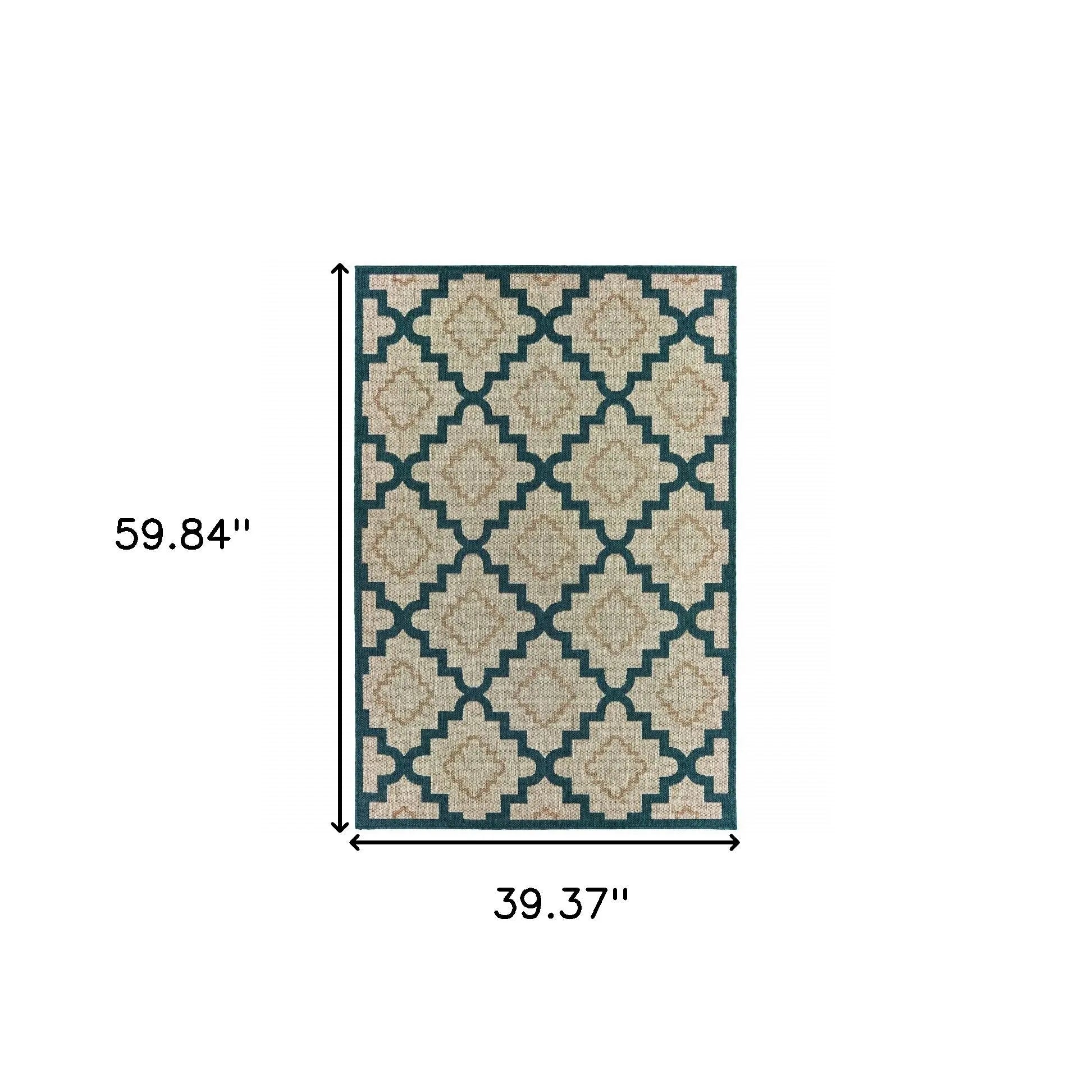 3' X 5' Blue and Gray Geometric Stain Resistant Indoor Outdoor Area Rug Homeroots Outdoor
