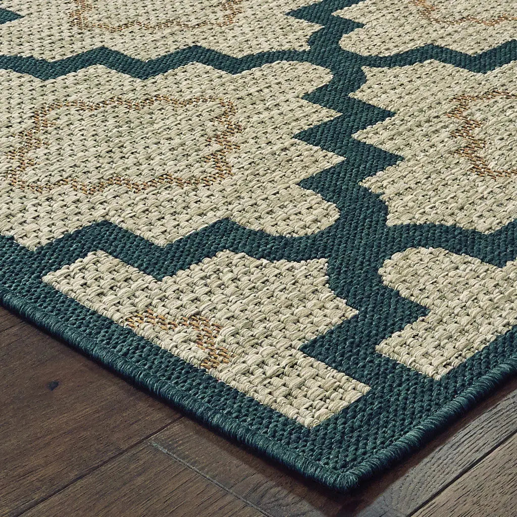 3' X 5' Blue and Gray Geometric Stain Resistant Indoor Outdoor Area Rug Homeroots Outdoor