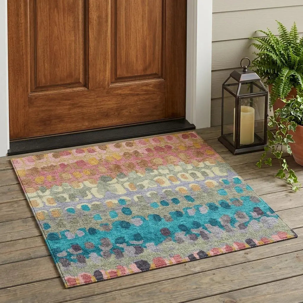 3' X 5' Blush And Copper Geometric Washable Indoor Outdoor Area Rug Homeroots Outdoor