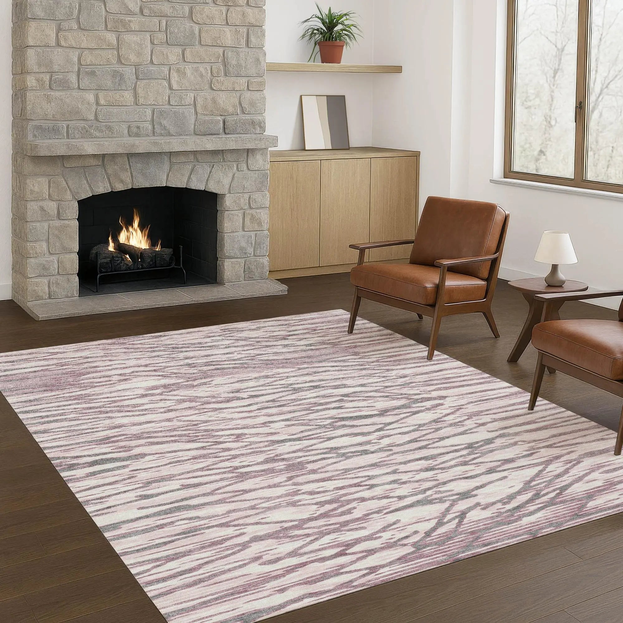 3' X 5' Blush And Pink Abstract Washable Indoor Outdoor Area Rug Homeroots Outdoor