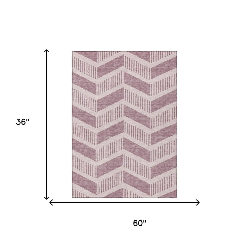 3' X 5' Blush And Pink Geometric Washable Indoor Outdoor Area Rug Homeroots Outdoor
