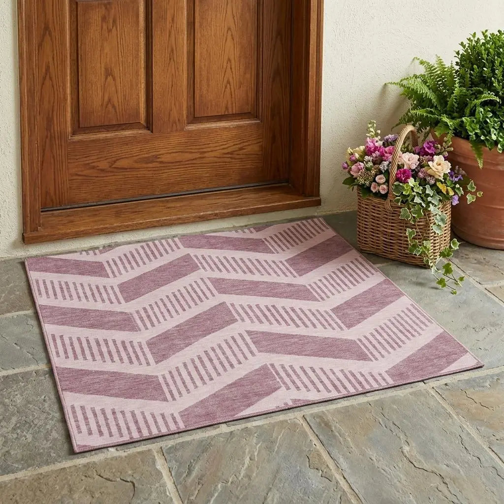 3' X 5' Blush And Pink Geometric Washable Indoor Outdoor Area Rug Homeroots Outdoor