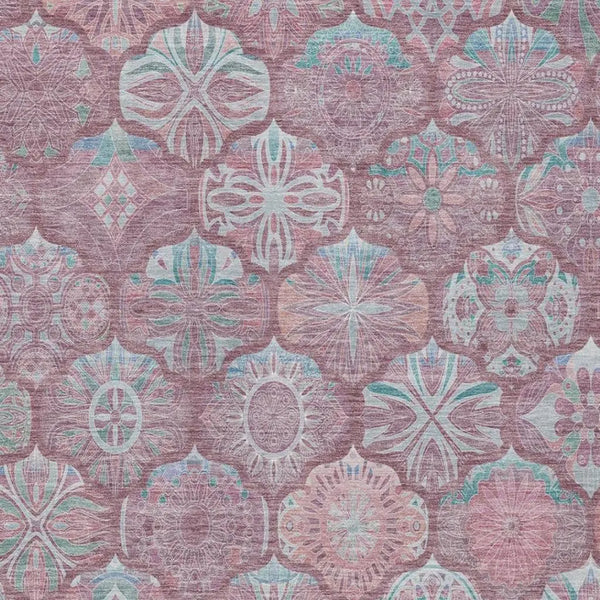 3' X 5' Blush And Pink Ogee Washable Indoor Outdoor Area Rug Homeroots Outdoor