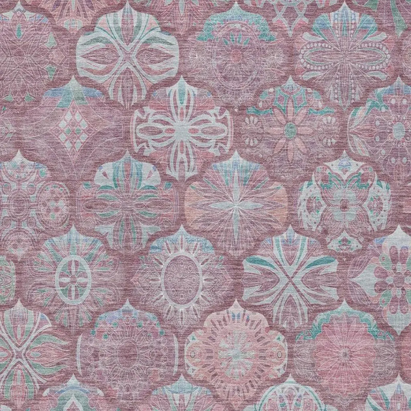 3' X 5' Blush And Pink Ogee Washable Indoor Outdoor Area Rug Homeroots Outdoor