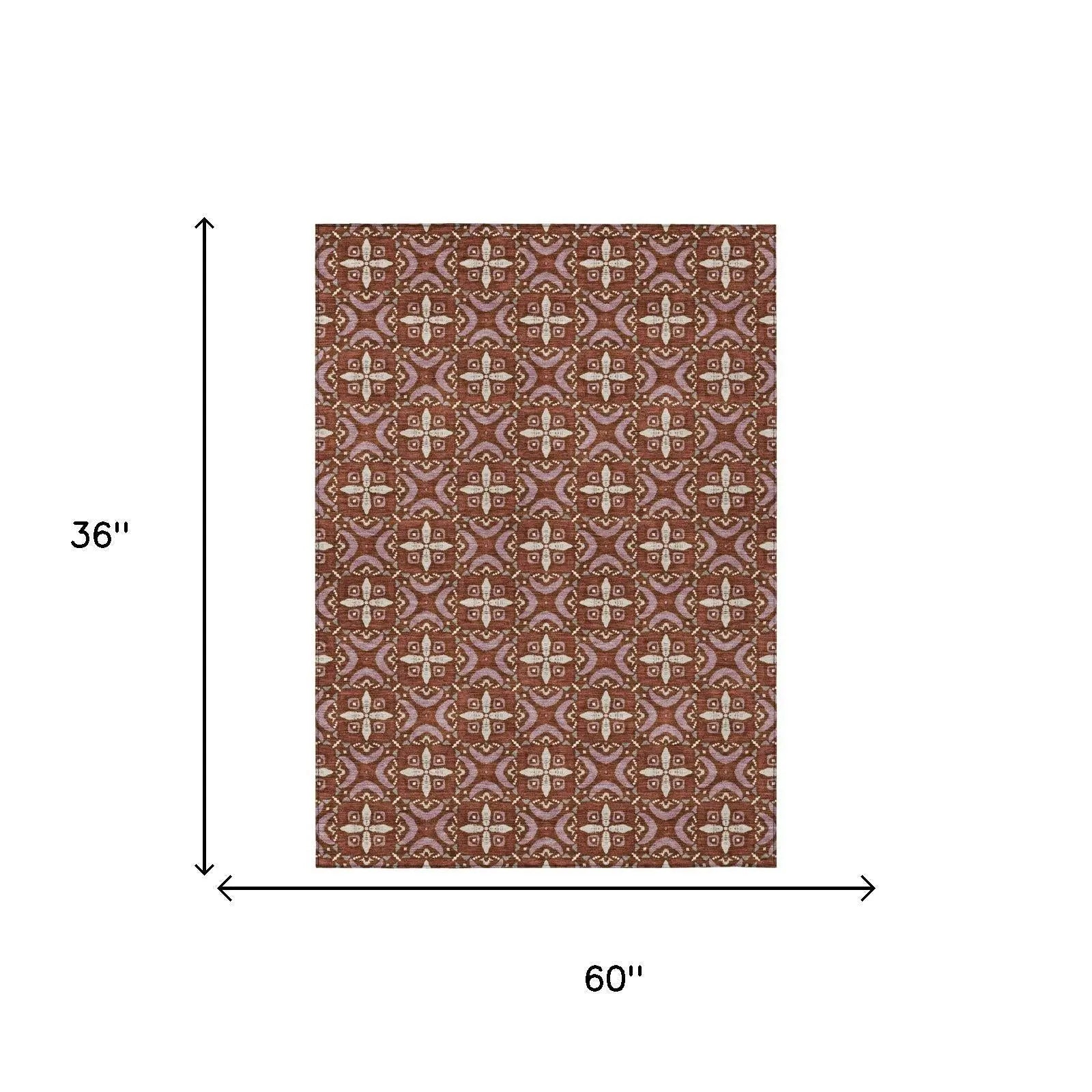 3' X 5' Brick Red And Red Geometric Washable Indoor Outdoor Area Rug Homeroots Outdoor