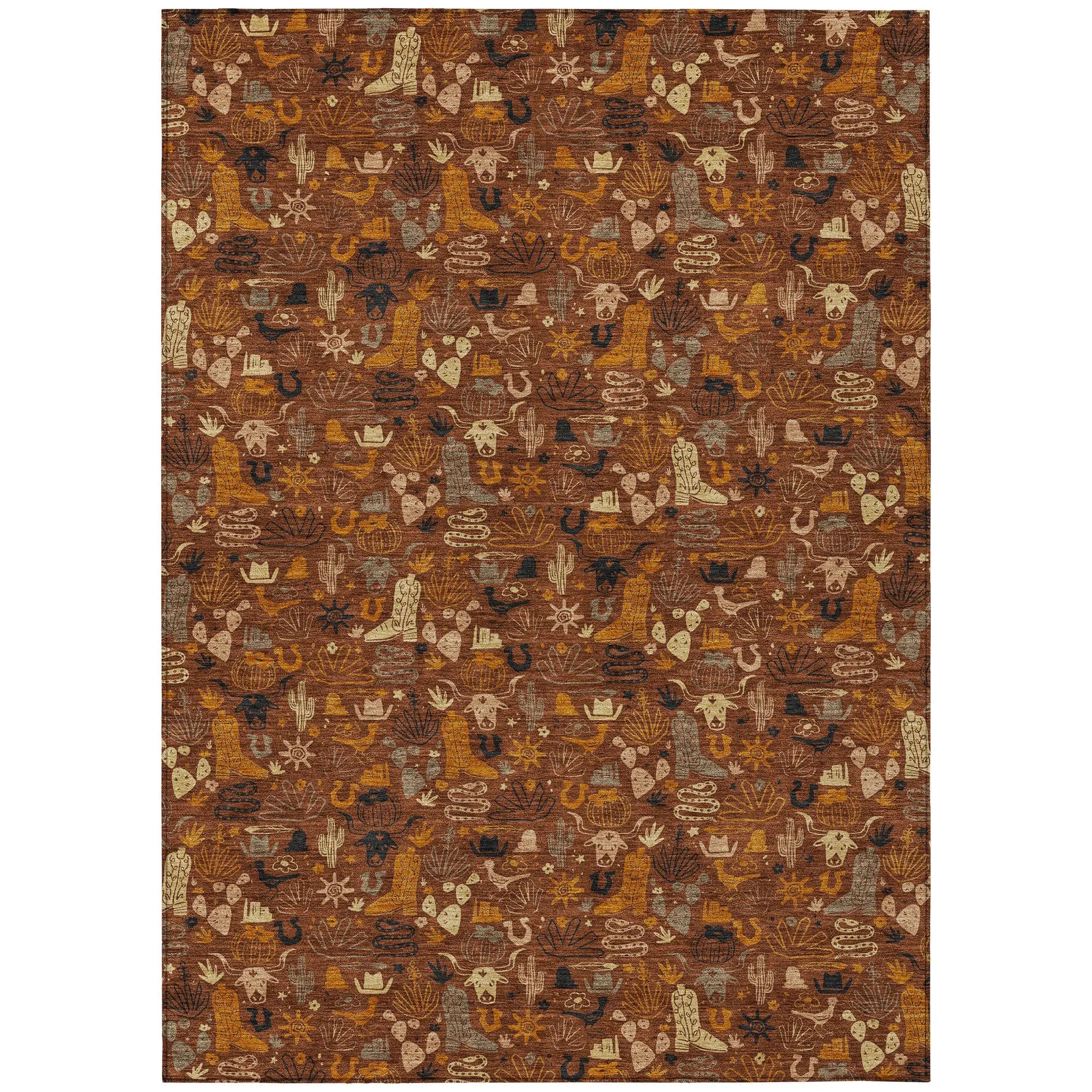 3' X 5' Brick Red And Red Stars Washable Indoor Outdoor Area Rug Homeroots Outdoor