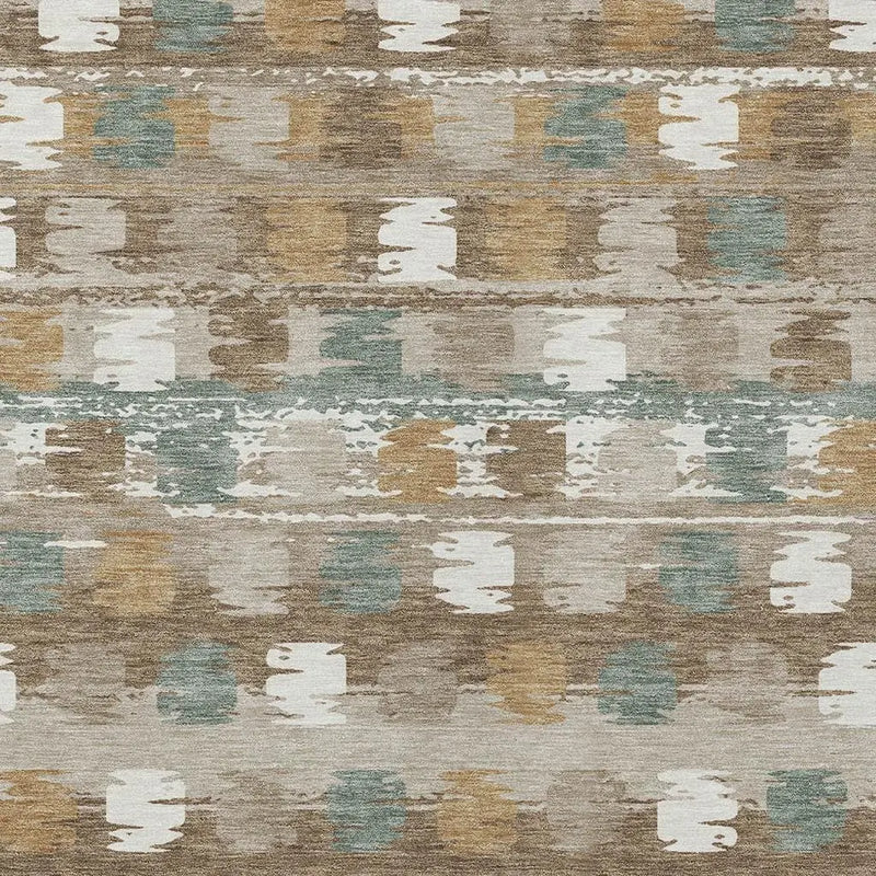 3' X 5' Brown And Aqua Abstract Washable Indoor Outdoor Area Rug Homeroots Outdoor