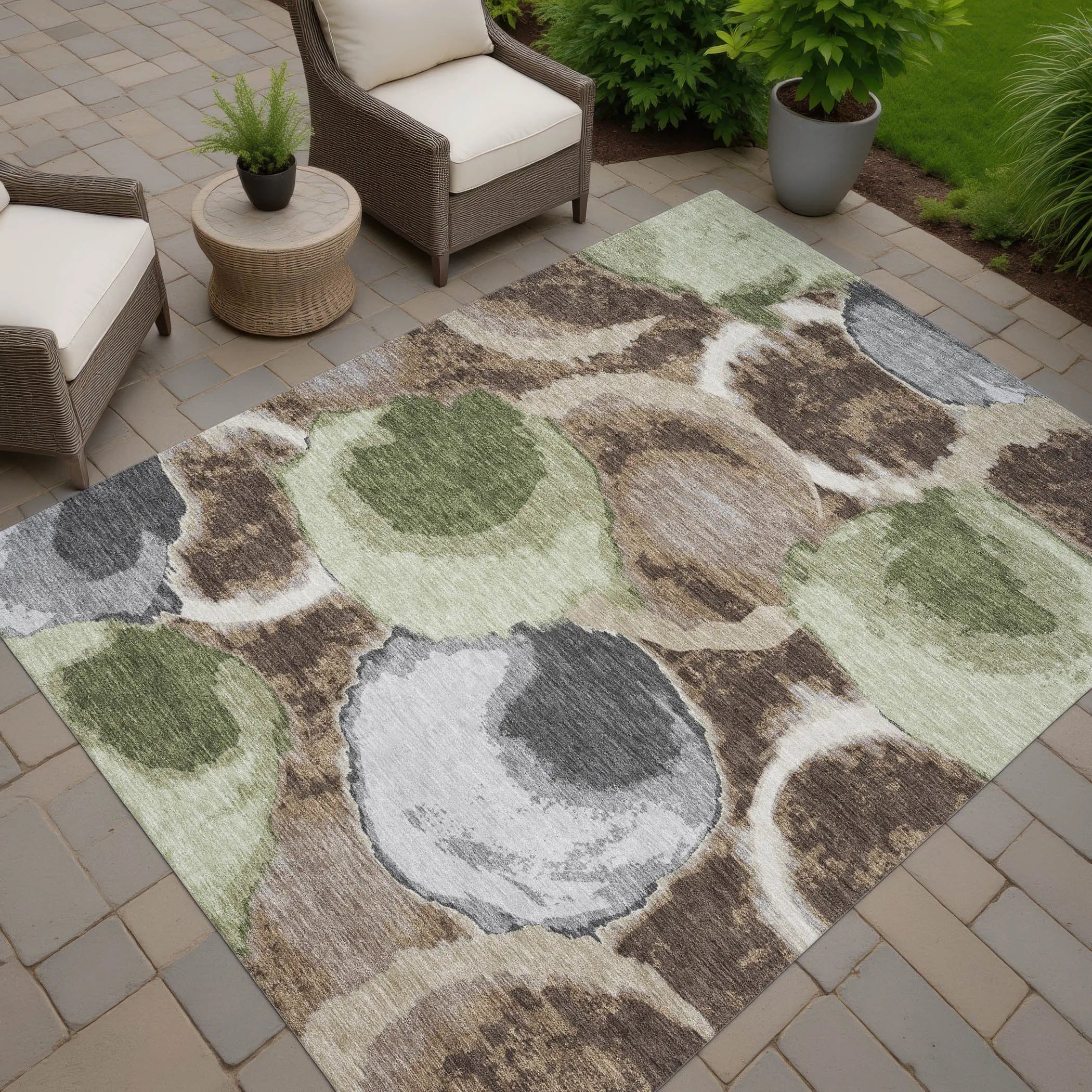 3' X 5' Brown And Beige Abstract Washable Indoor Outdoor Area Rug Homeroots Outdoor