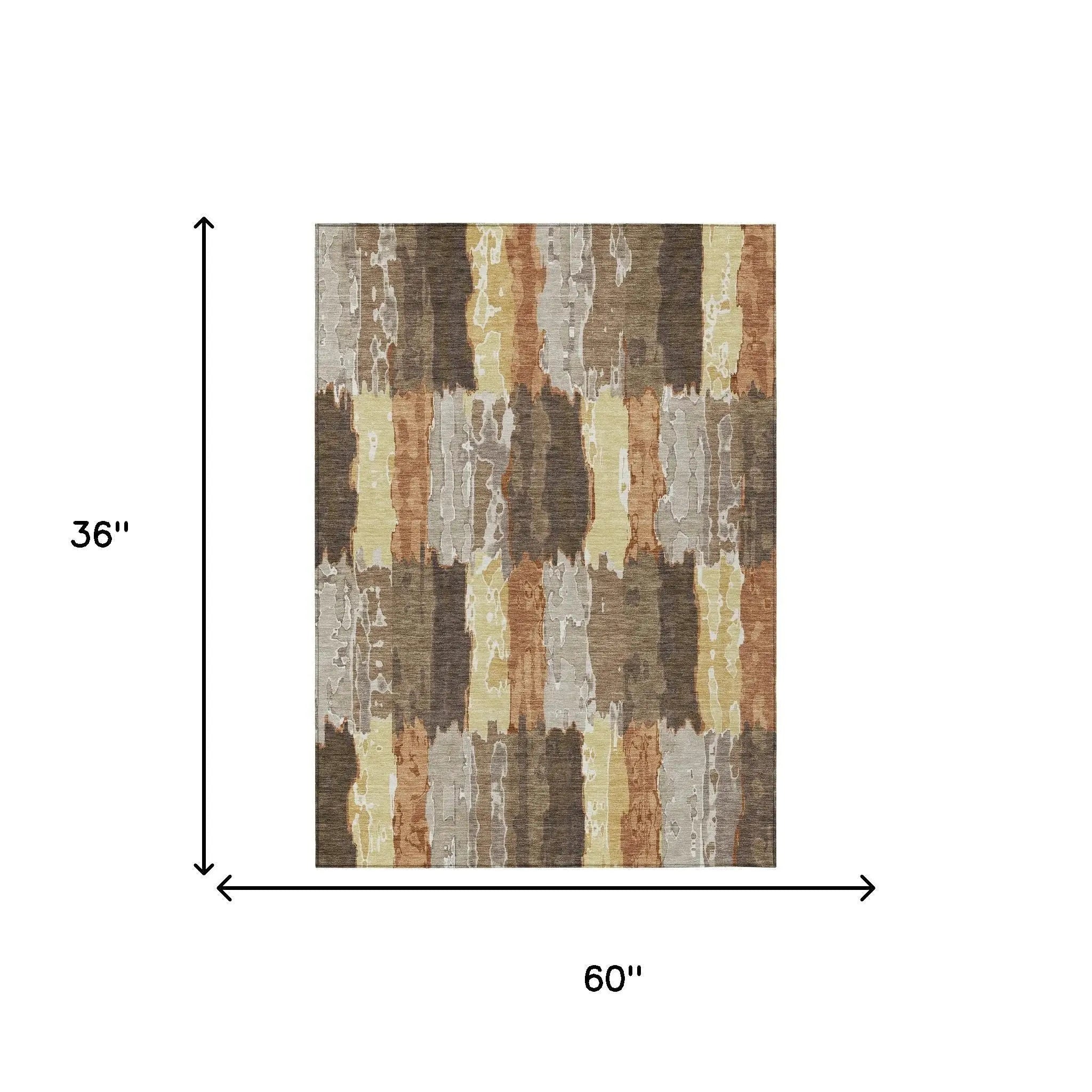 3' X 5' Brown And Beige Abstract Washable Indoor Outdoor Area Rug Homeroots Outdoor
