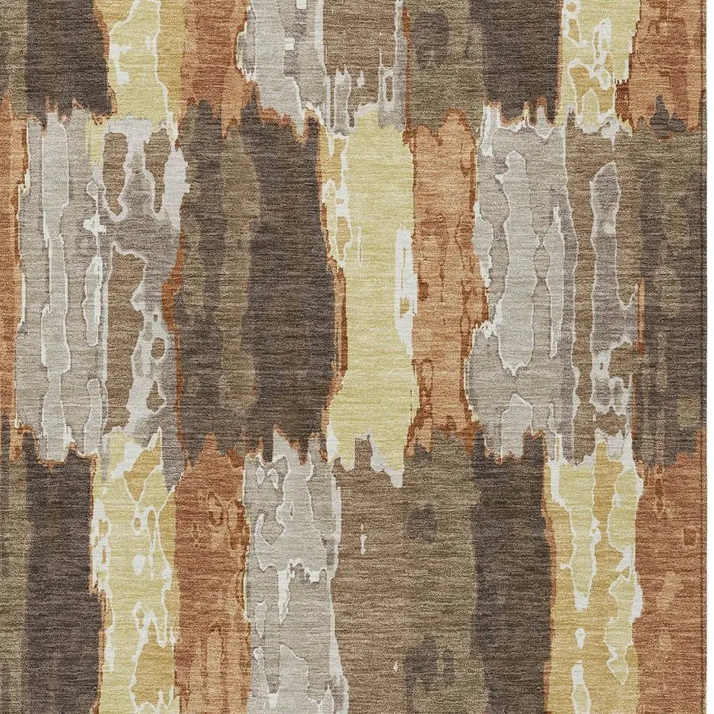 3' X 5' Brown And Beige Abstract Washable Indoor Outdoor Area Rug Homeroots Outdoor