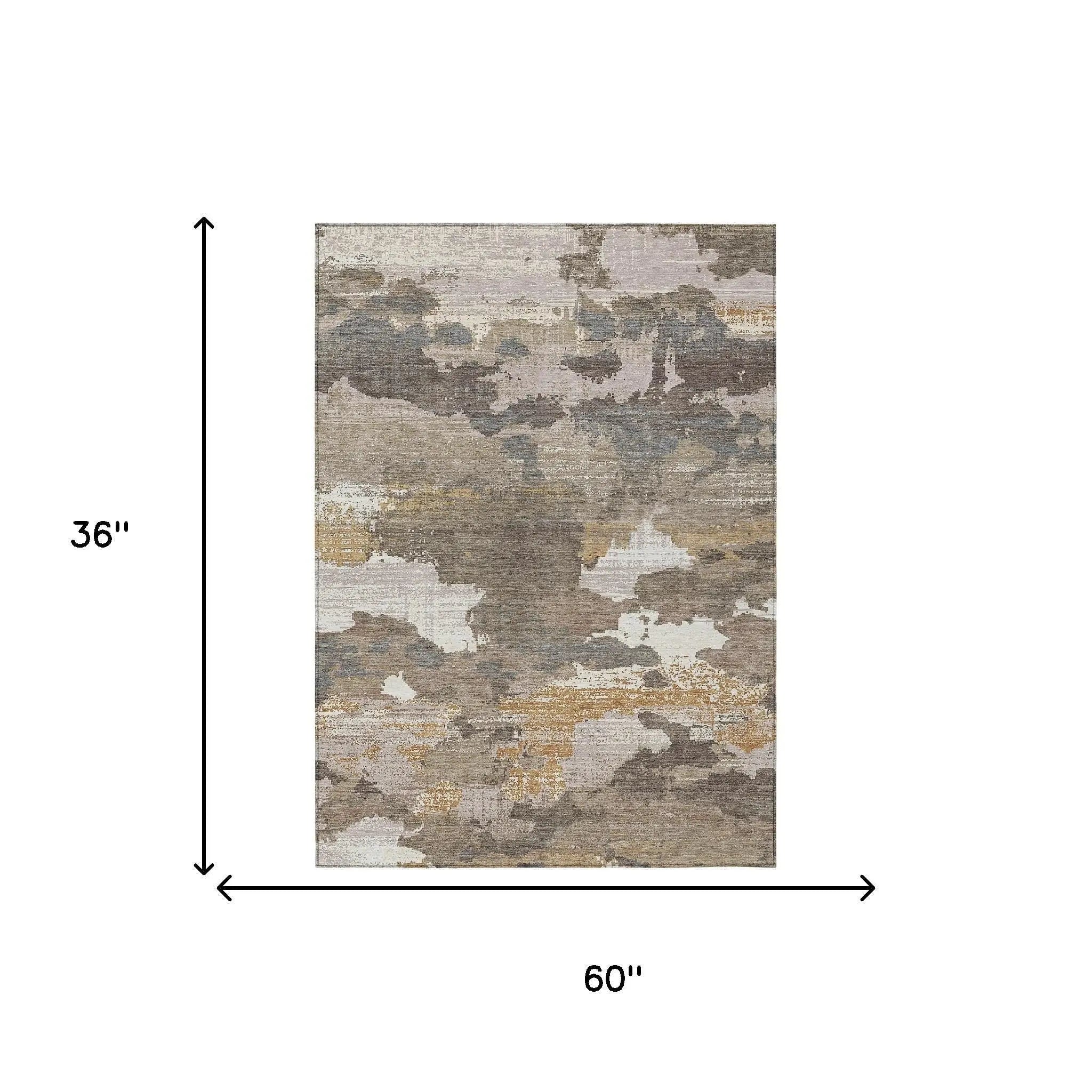 3' X 5' Brown And Beige Abstract Washable Indoor Outdoor Area Rug Homeroots Outdoor