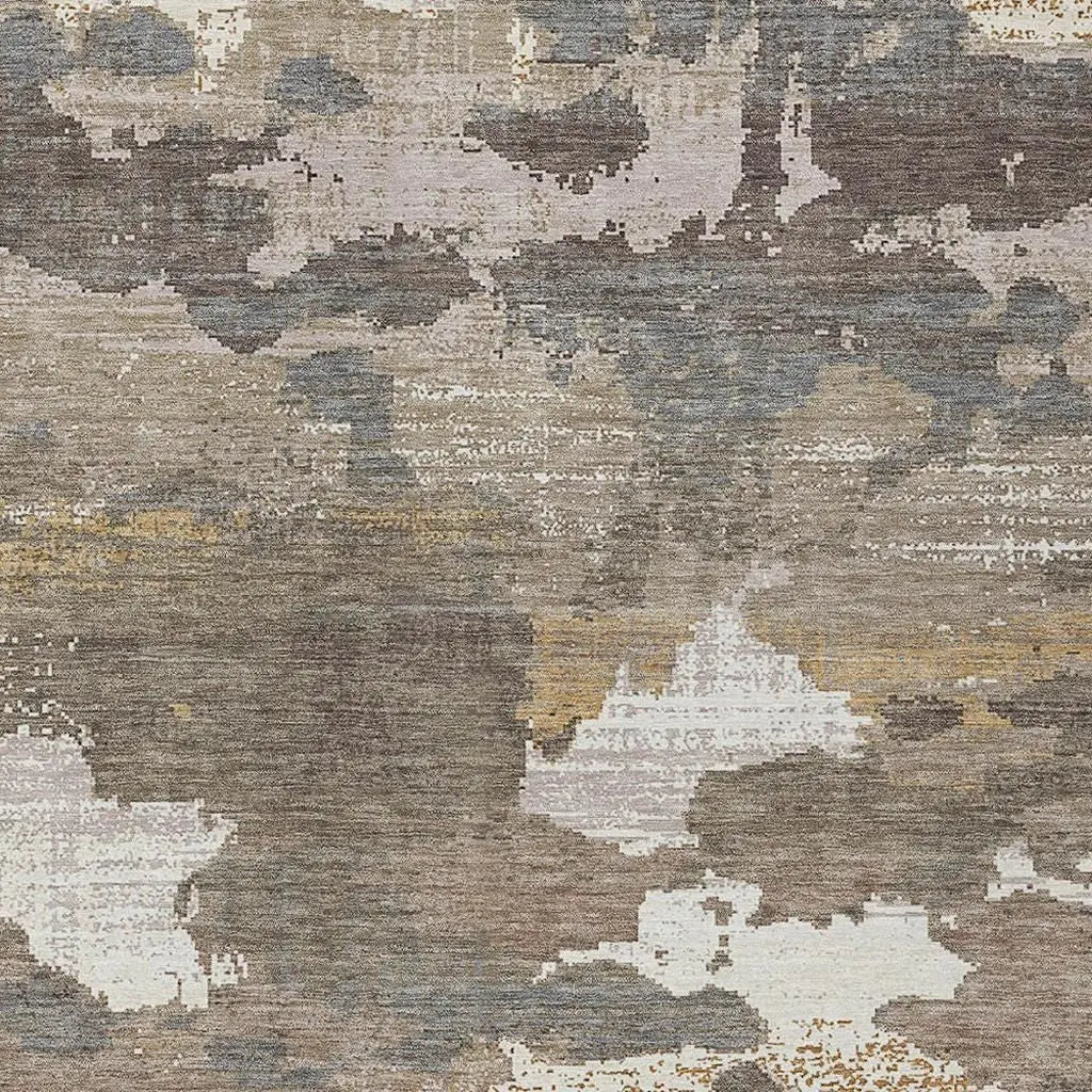 3' X 5' Brown And Beige Abstract Washable Indoor Outdoor Area Rug Homeroots Outdoor