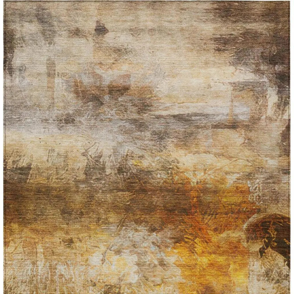 3' X 5' Brown And Beige Abstract Washable Indoor Outdoor Area Rug Homeroots Outdoor