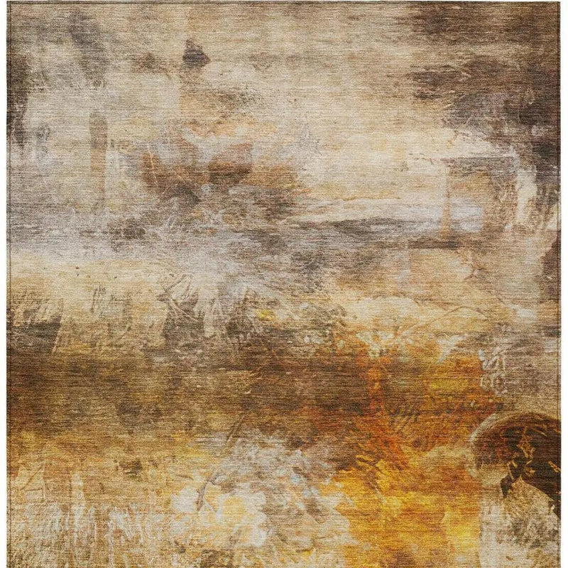 3' X 5' Brown And Beige Abstract Washable Indoor Outdoor Area Rug Homeroots Outdoor