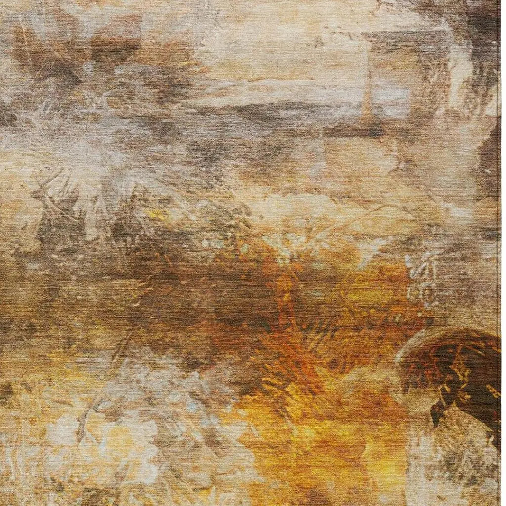 3' X 5' Brown And Beige Abstract Washable Indoor Outdoor Area Rug Homeroots Outdoor