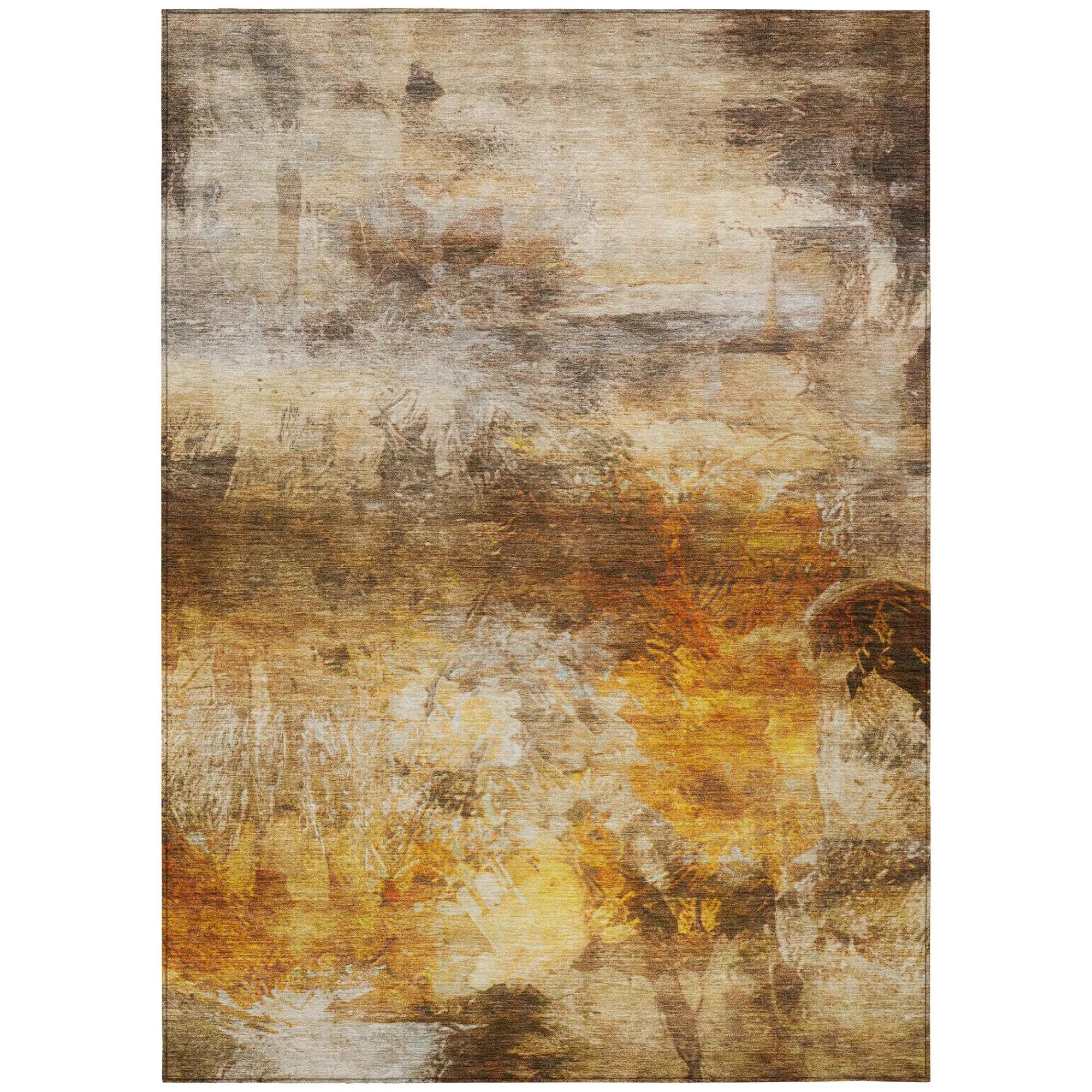 3' X 5' Brown And Beige Abstract Washable Indoor Outdoor Area Rug Homeroots Outdoor