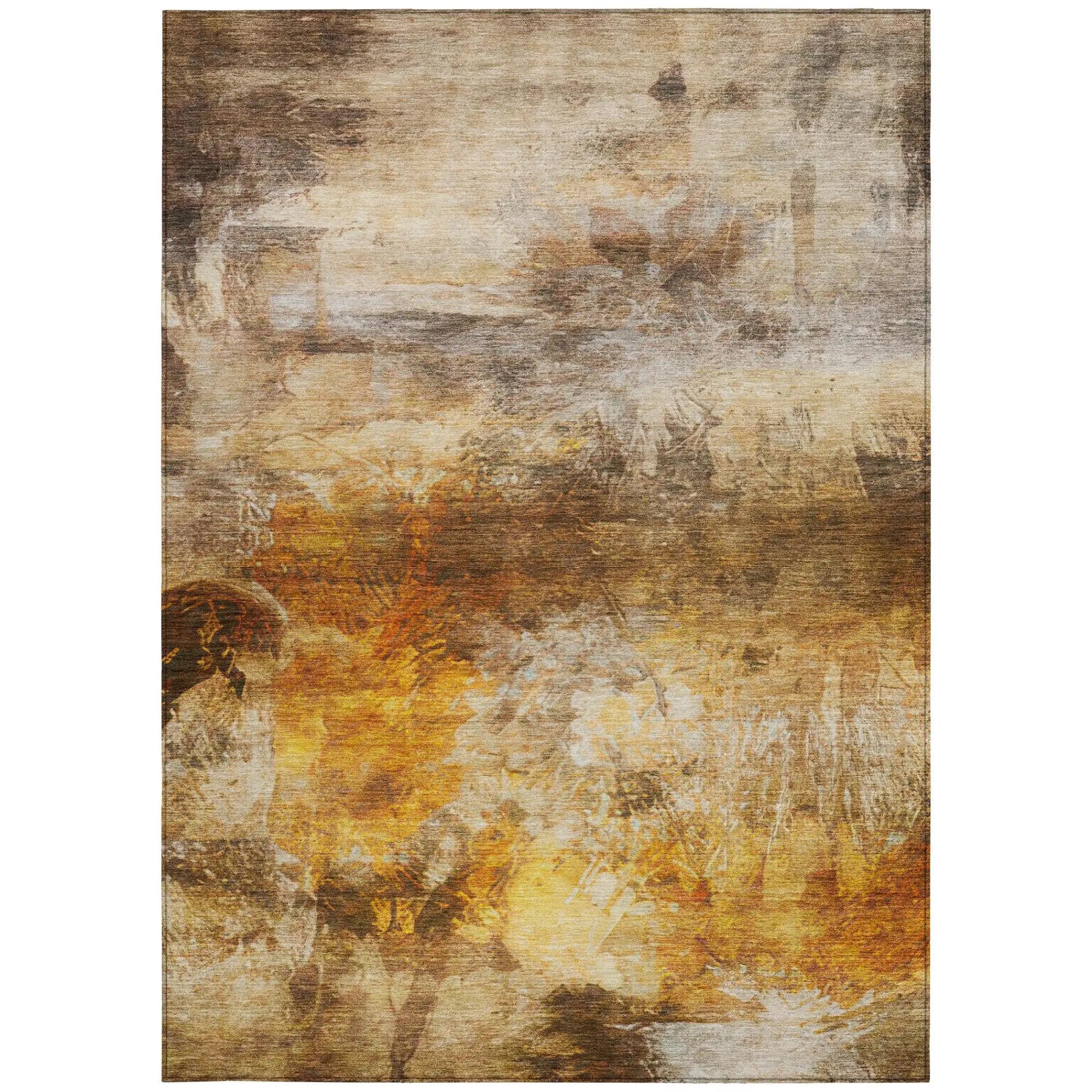 3' X 5' Brown And Beige Abstract Washable Indoor Outdoor Area Rug Homeroots Outdoor