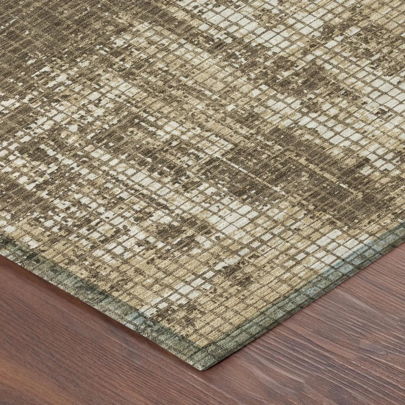 3' X 5' Brown And Beige Abstract Washable Indoor Outdoor Area Rug Homeroots Outdoor