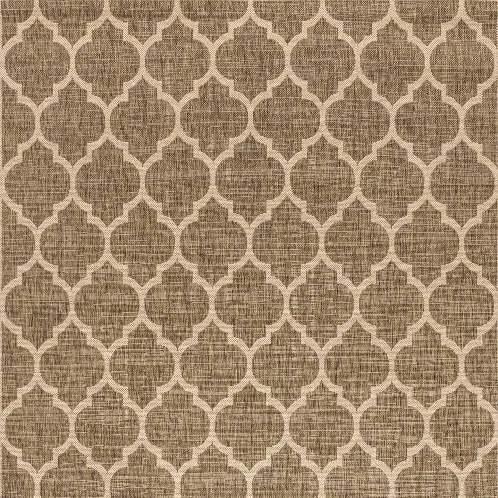 3' X 5' Brown And Beige Geometric Indoor Outdoor Area Rug Homeroots Outdoor