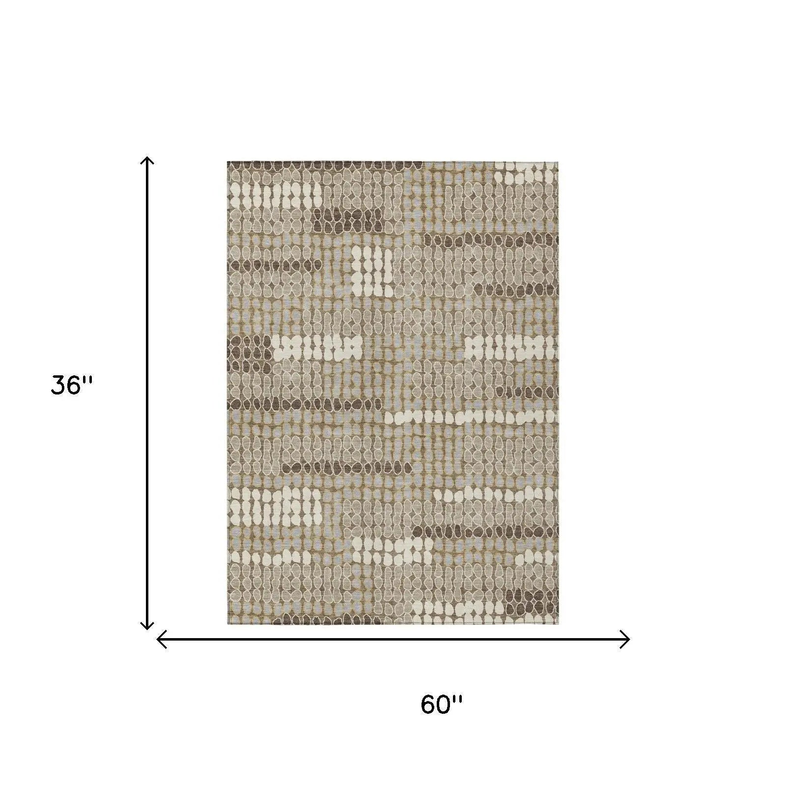 3' X 5' Brown And Beige Geometric Washable Indoor Outdoor Area Rug Homeroots Outdoor