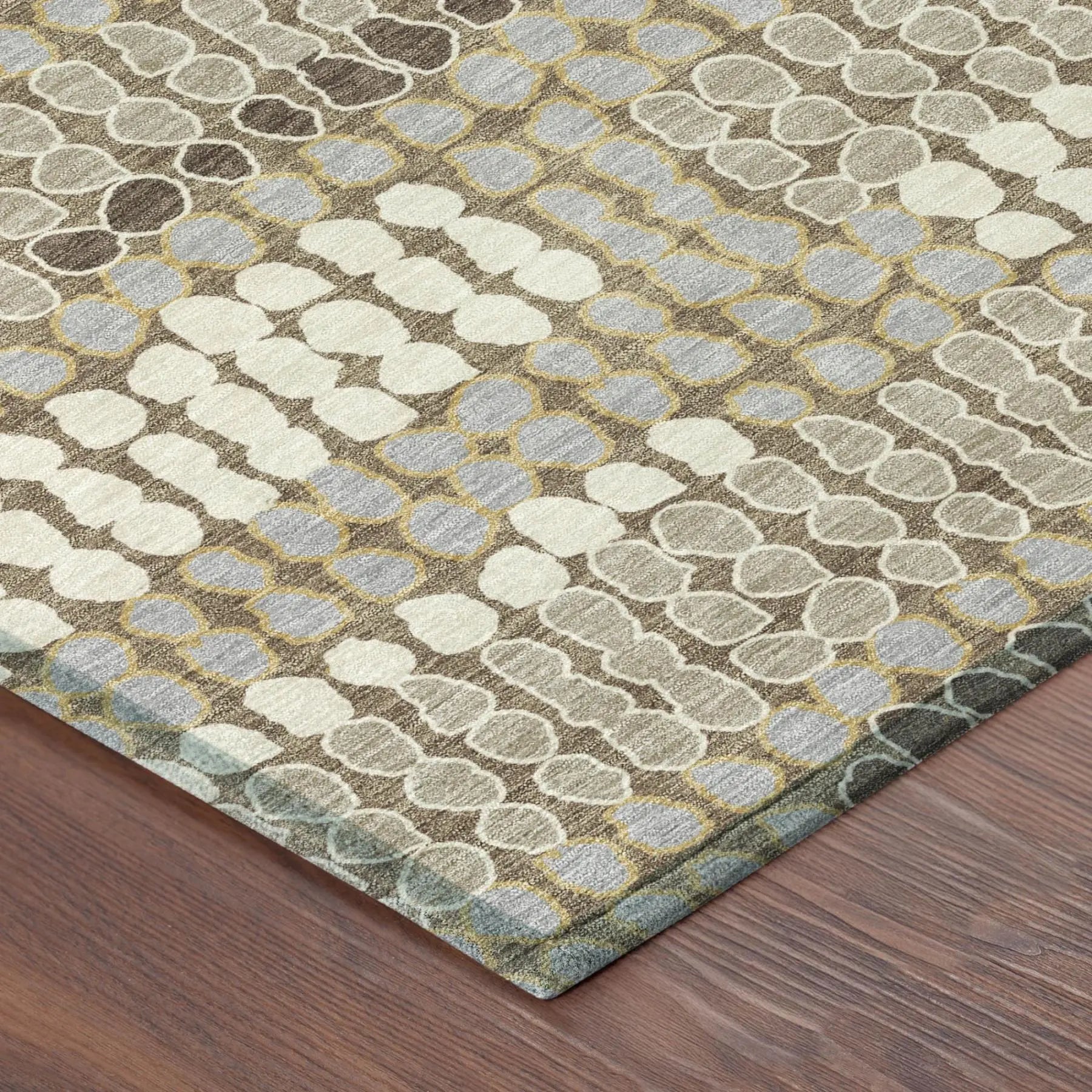 3' X 5' Brown And Beige Geometric Washable Indoor Outdoor Area Rug Homeroots Outdoor