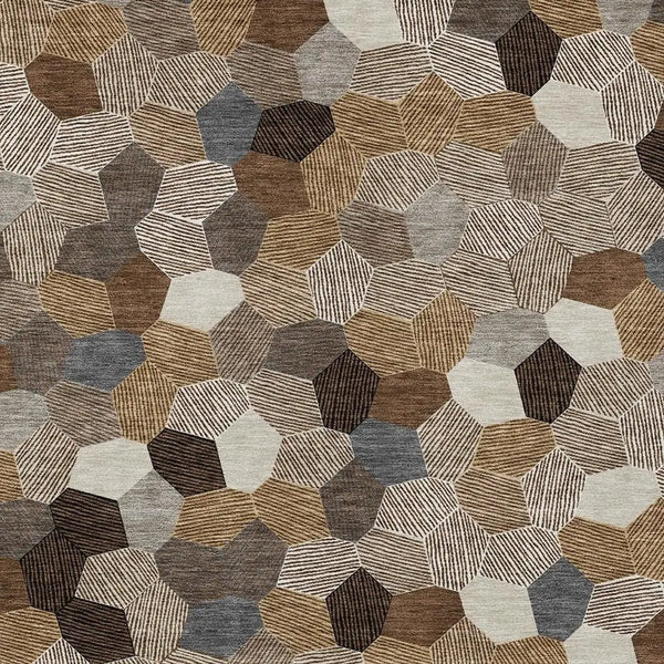 3' X 5' Brown And Beige Geometric Washable Indoor Outdoor Area Rug Homeroots Outdoor