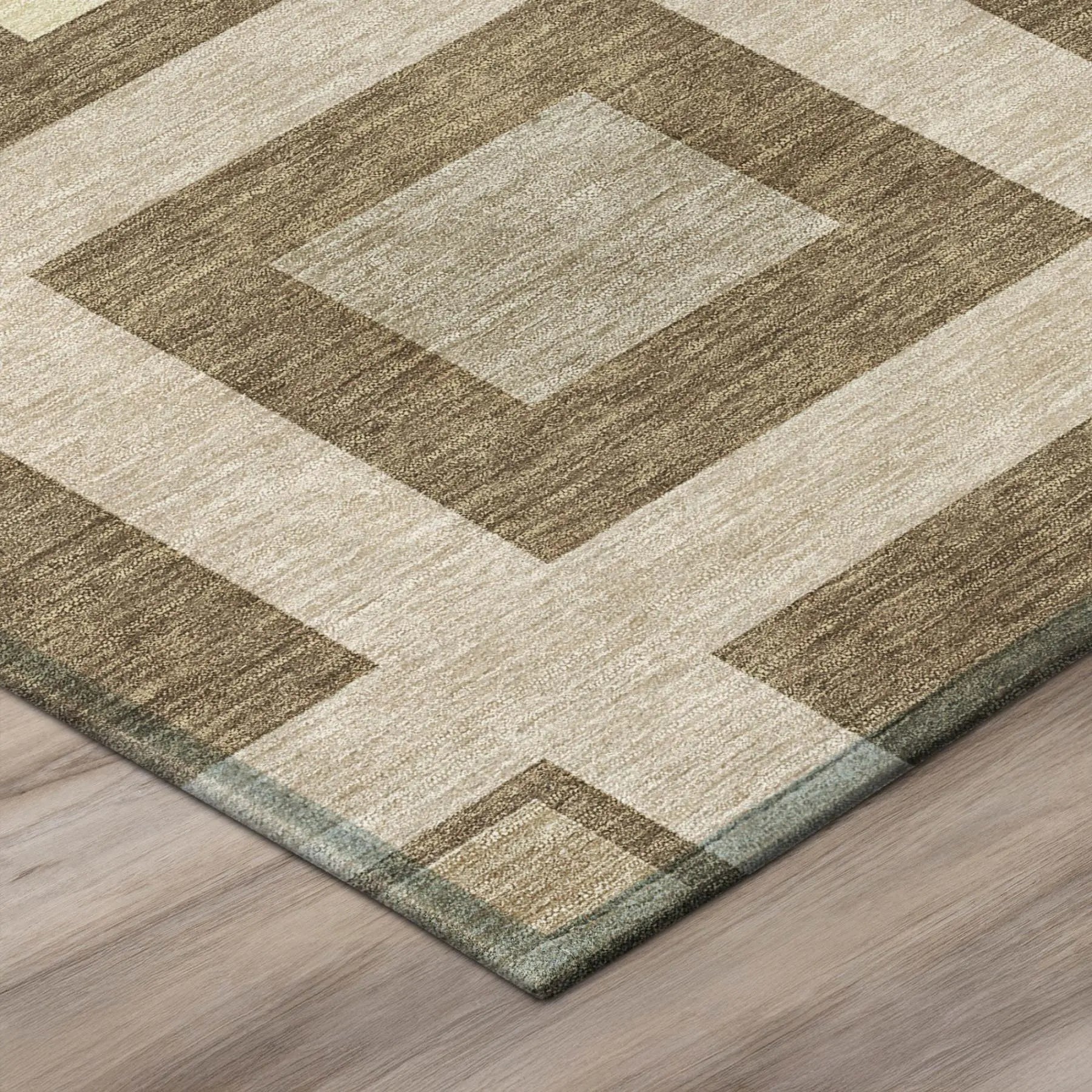 3' X 5' Brown And Beige Geometric Washable Indoor Outdoor Area Rug Homeroots Outdoor