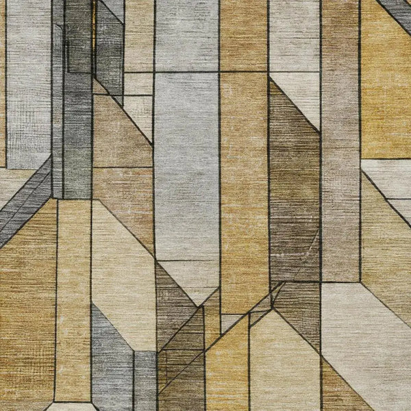 3' X 5' Brown And Beige Geometric Washable Indoor Outdoor Area Rug Homeroots Outdoor