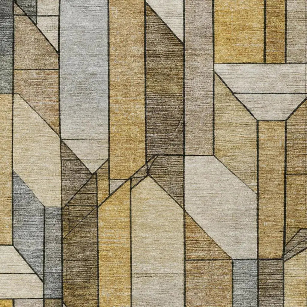 3' X 5' Brown And Beige Geometric Washable Indoor Outdoor Area Rug Homeroots Outdoor
