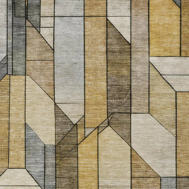 3' X 5' Brown And Beige Geometric Washable Indoor Outdoor Area Rug Homeroots Outdoor