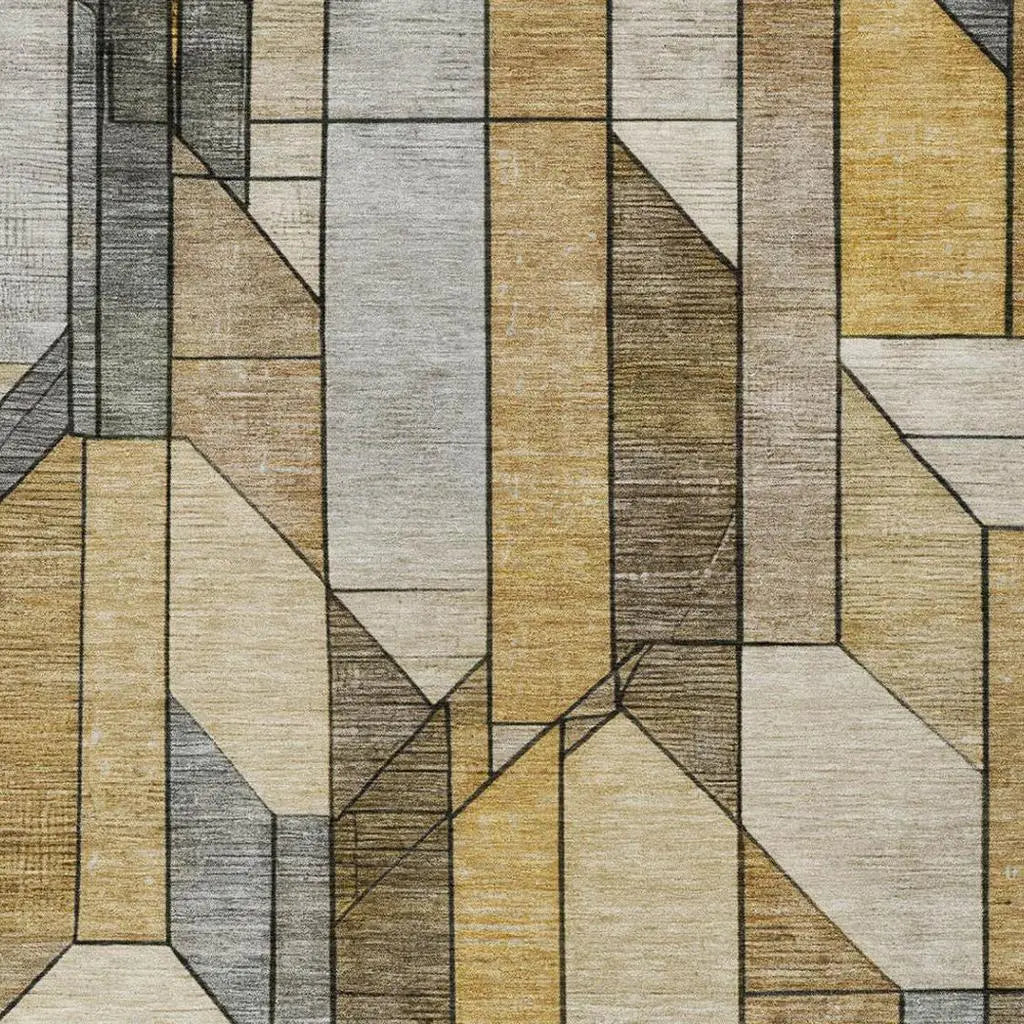 3' X 5' Brown And Beige Geometric Washable Indoor Outdoor Area Rug Homeroots Outdoor