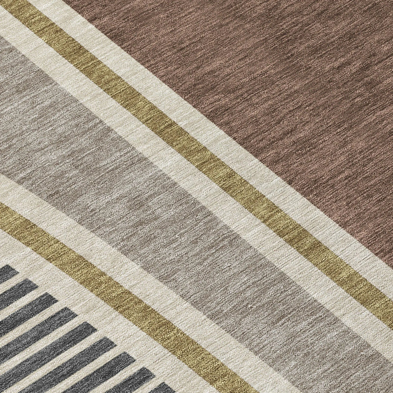 3' X 5' Brown And Beige Geometric Washable Indoor Outdoor Area Rug Homeroots Outdoor