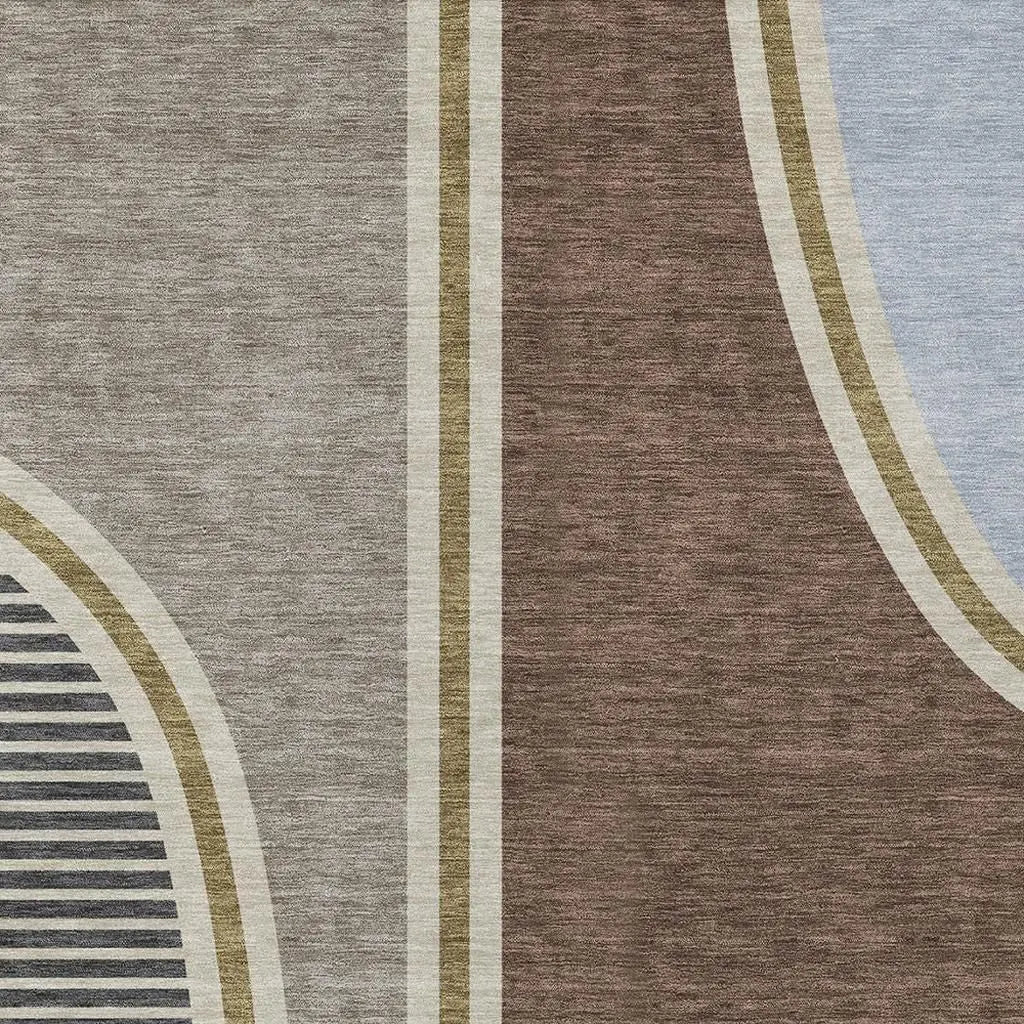 3' X 5' Brown And Beige Geometric Washable Indoor Outdoor Area Rug Homeroots Outdoor