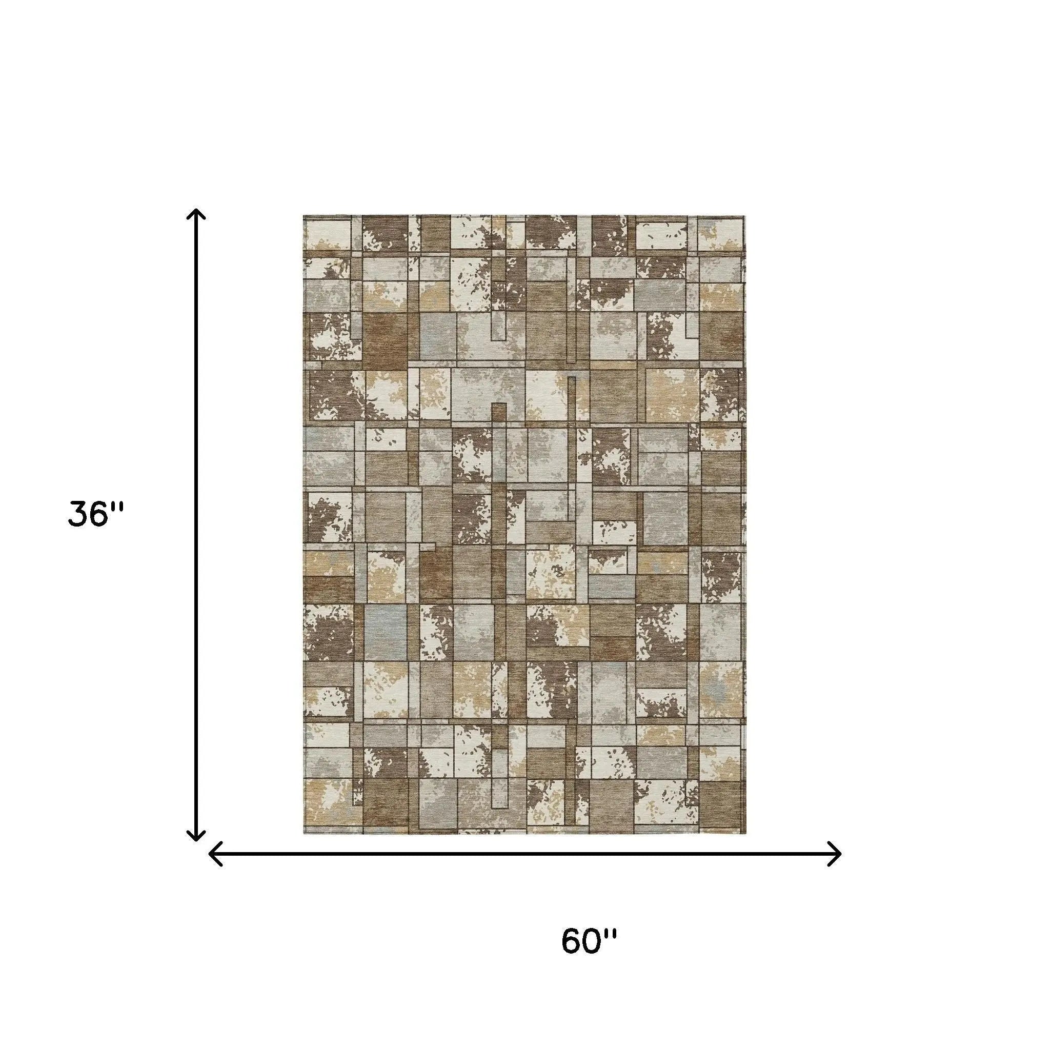 3' X 5' Brown And Beige Geometric Washable Indoor Outdoor Area Rug Homeroots Outdoor