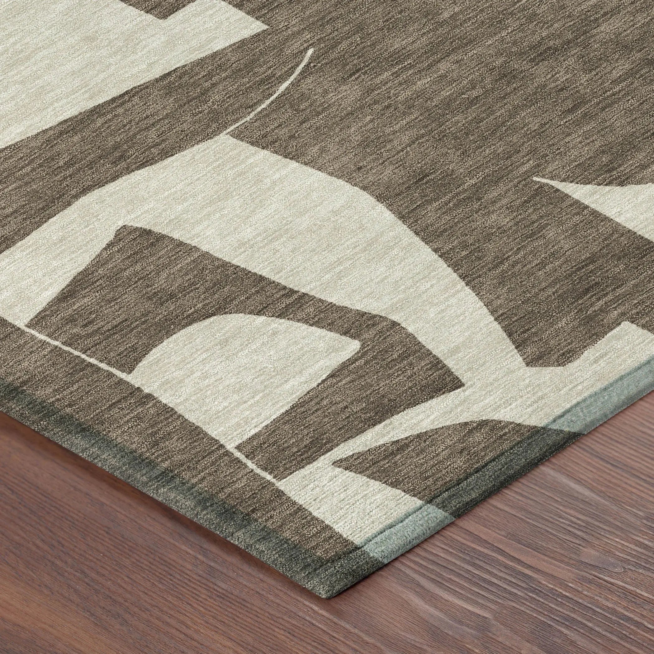 3' X 5' Brown And Beige Geometric Washable Indoor Outdoor Area Rug Homeroots Outdoor