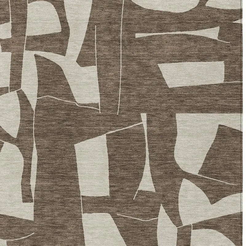 3' X 5' Brown And Beige Geometric Washable Indoor Outdoor Area Rug Homeroots Outdoor