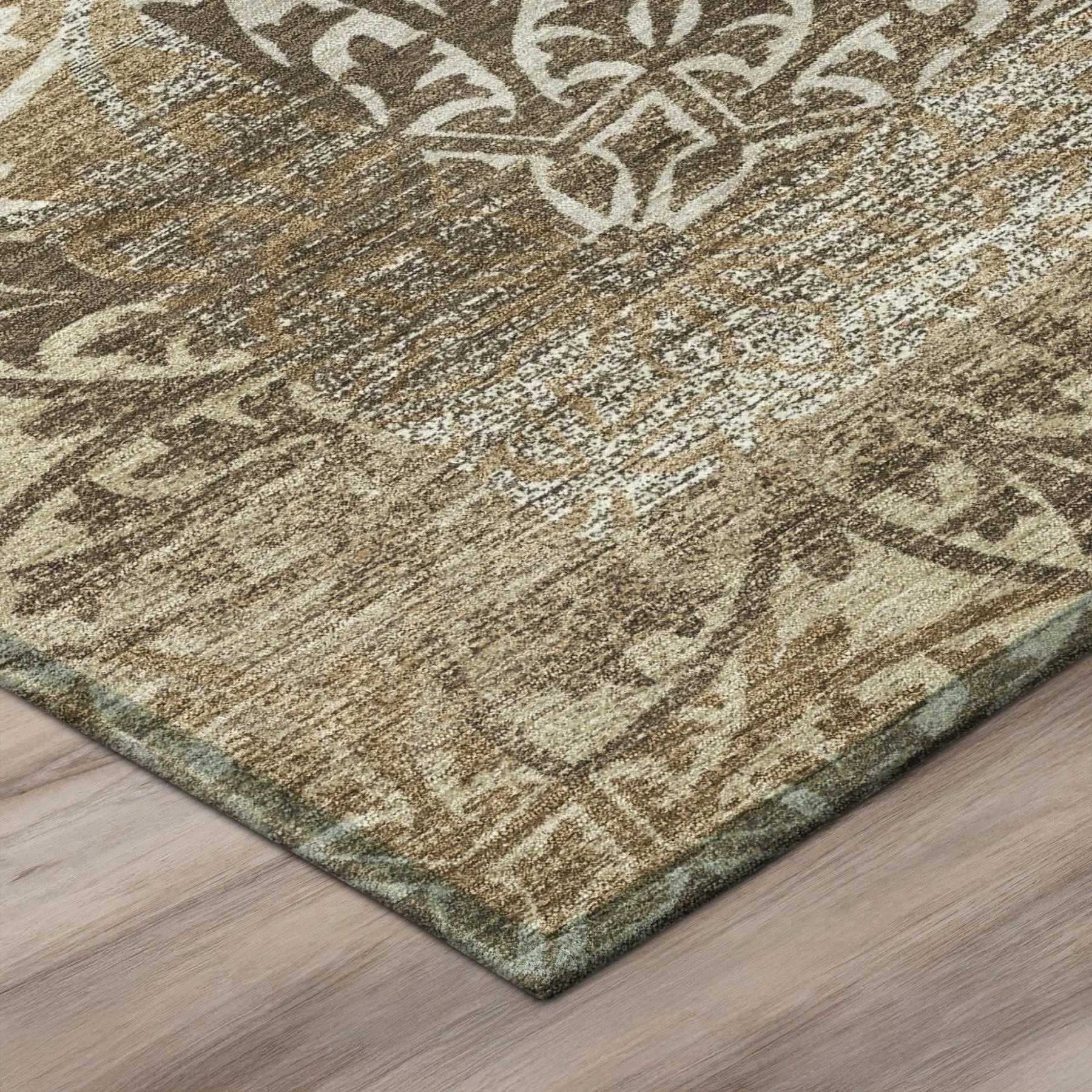 3' X 5' Brown And Beige Oriental Washable Indoor Outdoor Area Rug Homeroots Outdoor