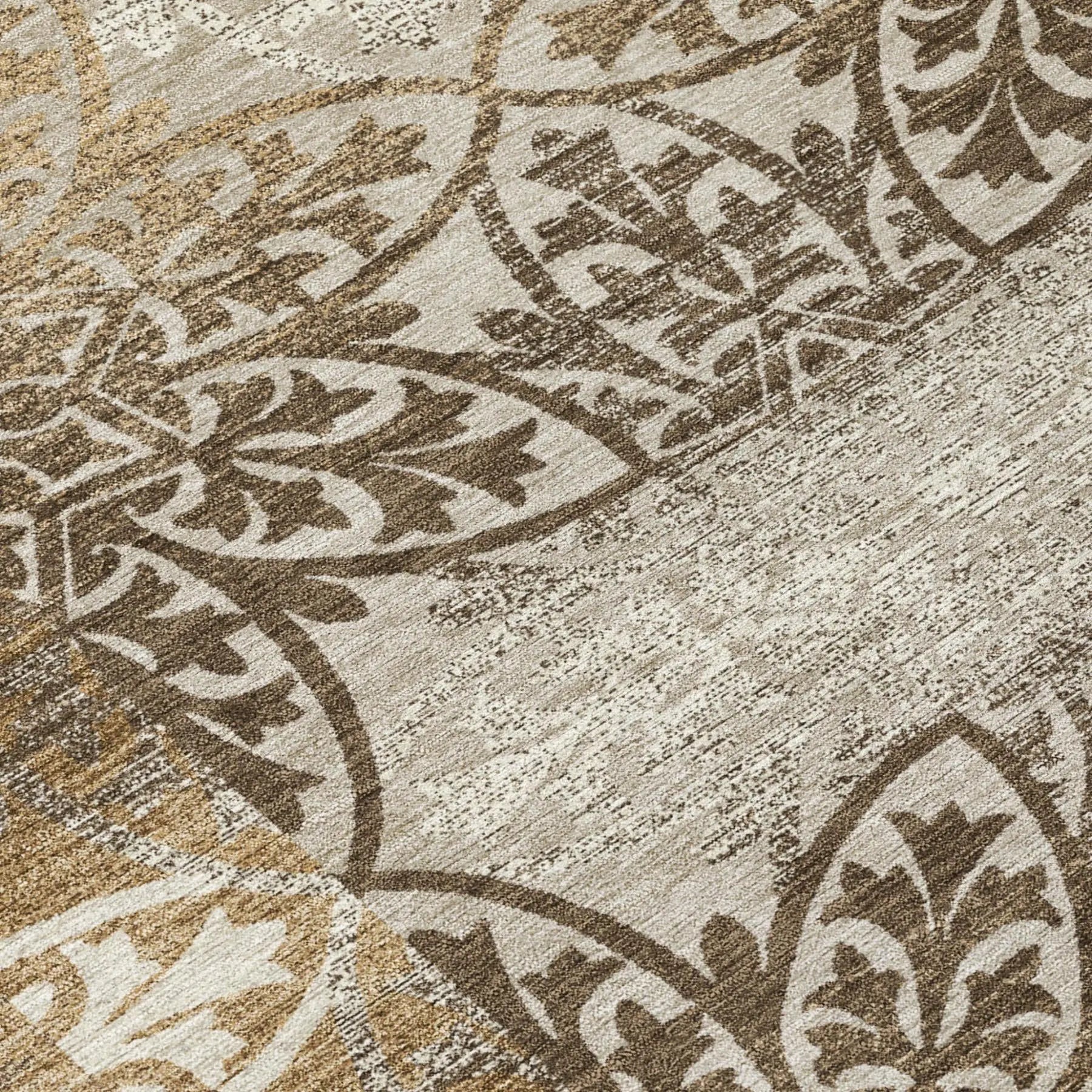 3' X 5' Brown And Beige Oriental Washable Indoor Outdoor Area Rug Homeroots Outdoor