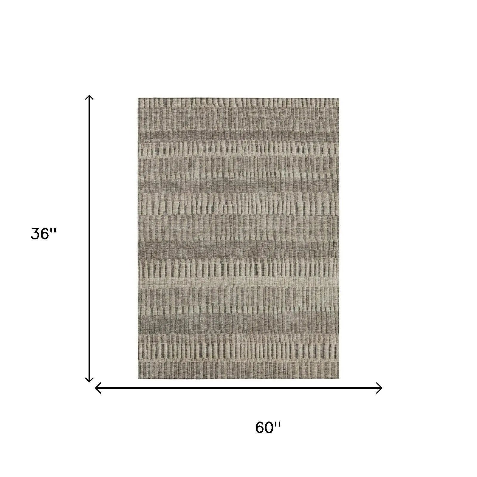 3' X 5' Brown And Beige Striped Washable Indoor Outdoor Area Rug Homeroots Outdoor