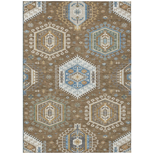 3' X 5' Brown And Beige Tribal Washable Indoor Outdoor Area Rug Homeroots Outdoor