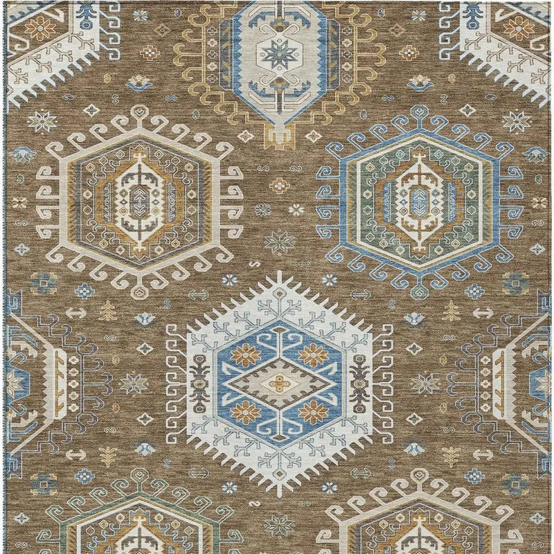 3' X 5' Brown And Beige Tribal Washable Indoor Outdoor Area Rug Homeroots Outdoor