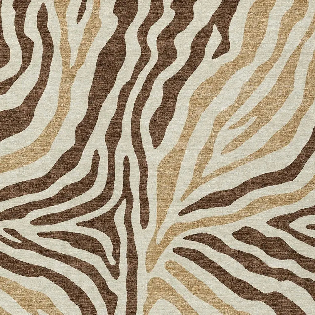 3' X 5' Brown And Beige Zebra Print Washable Indoor Outdoor Area Rug Homeroots Outdoor