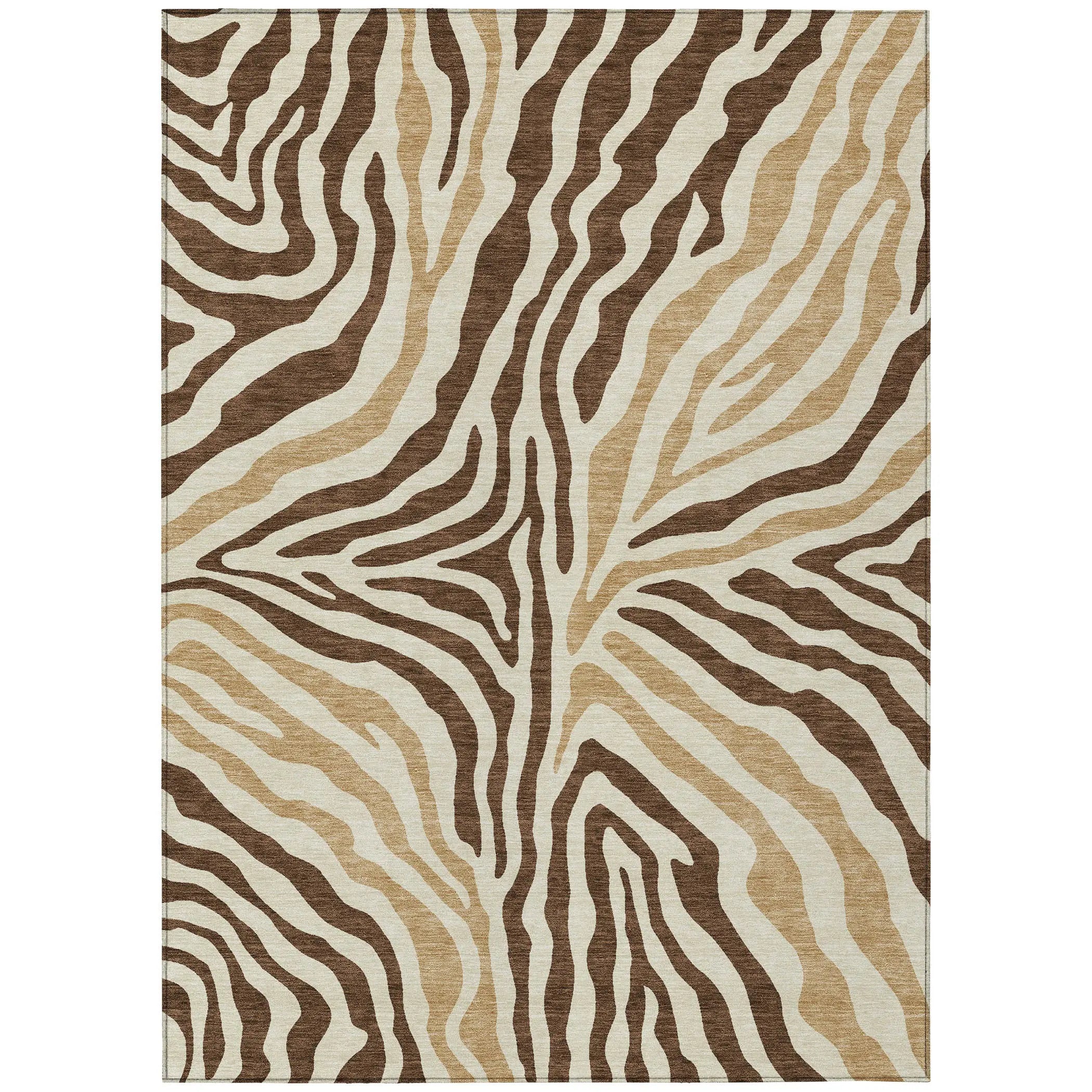 3' X 5' Brown And Beige Zebra Print Washable Indoor Outdoor Area Rug Homeroots Outdoor